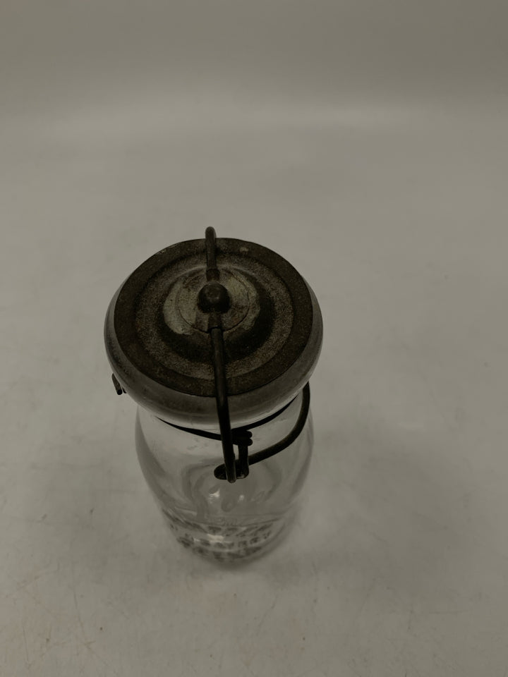 VTG HAMPDEN CREAM BOTTLE W/ METAL COVER.