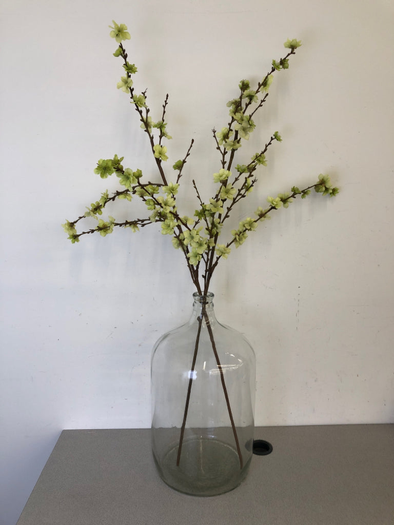 LARGE JUG W/ FAUX BLOSSOMS.