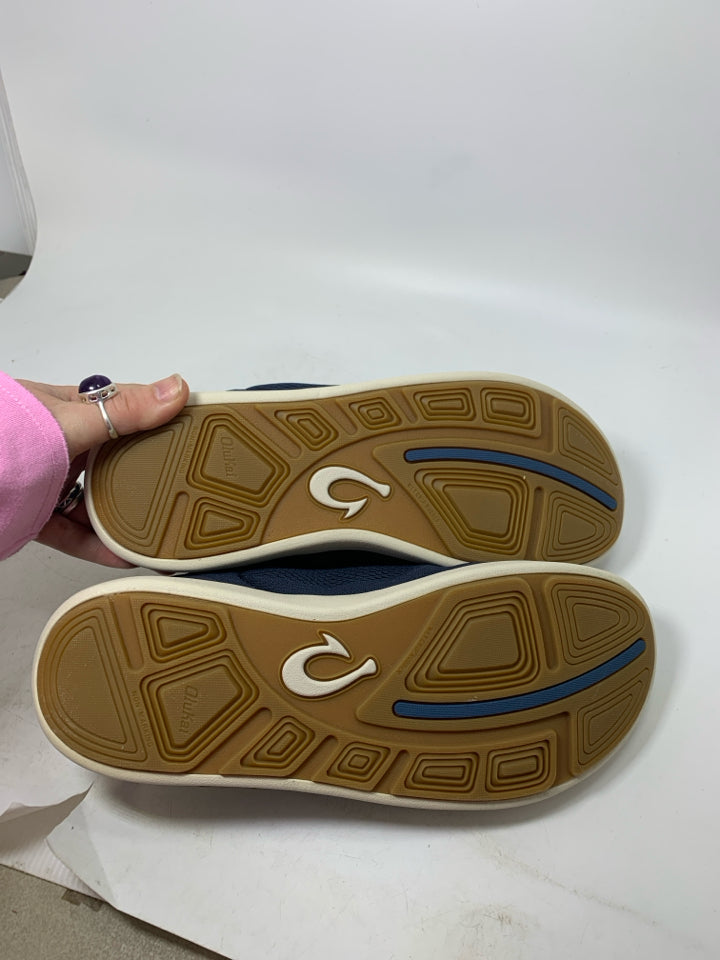 Olukai Moku Pae Trench Blue/Off White Mesh Boat Casual Sneakers- New With Tags