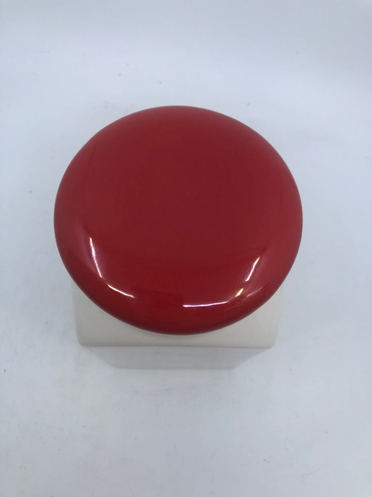 SUGAR CANISTER W RED LID.