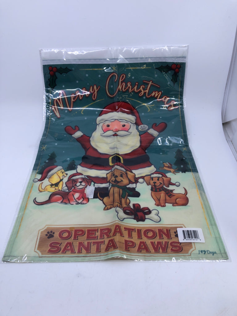 NIP SANTA YARD FLAG "MERRY CHRISTMAS" WITH POLE.