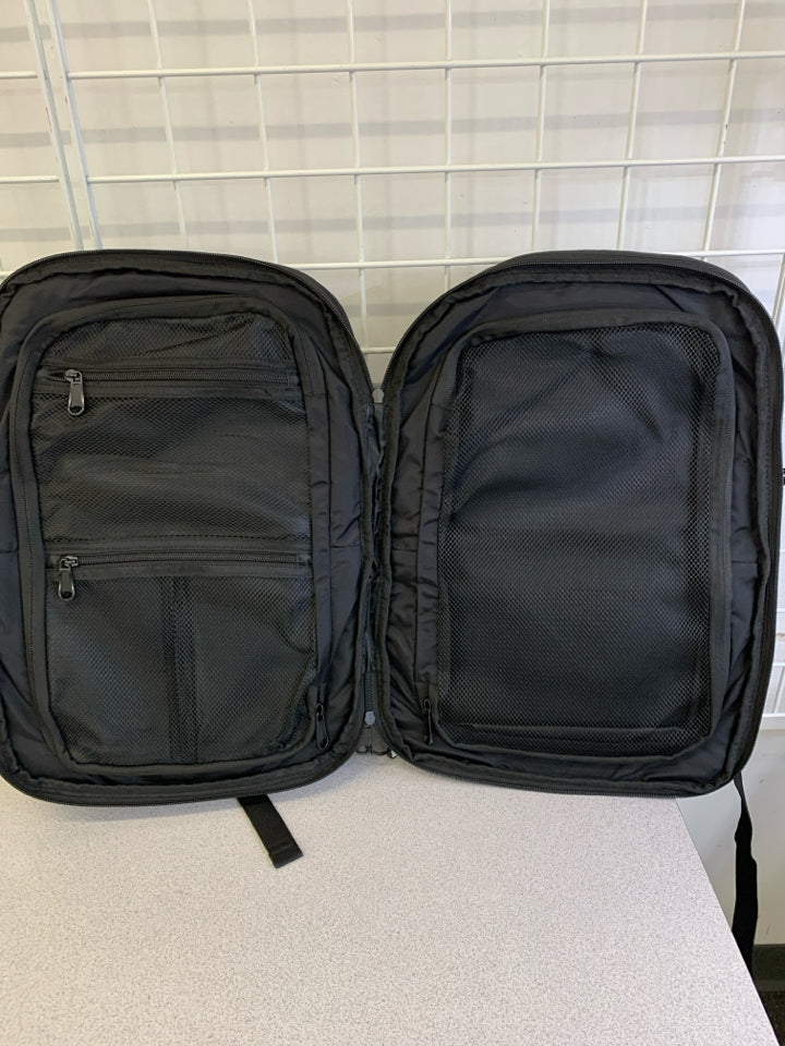 BLACK DUCHAMP LONDON TRAVEL BACKPACK.