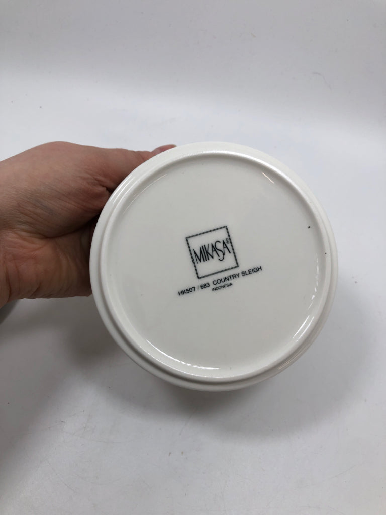 WHITE MIKASA" COUNTRY SLEIGH" TRINKET BOX.