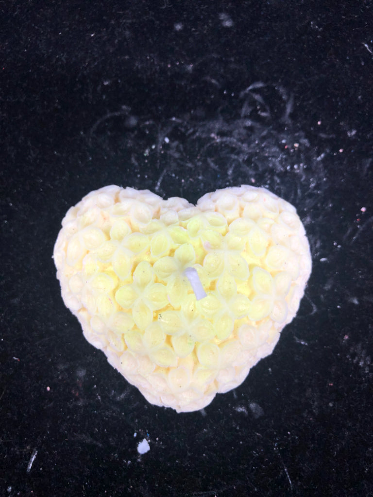 HANDMADE SOY WAX HEART CANDLE.