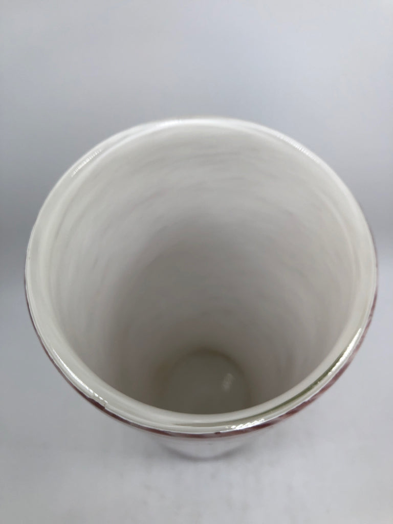 LG PINK SWIRL GLASS VASE.