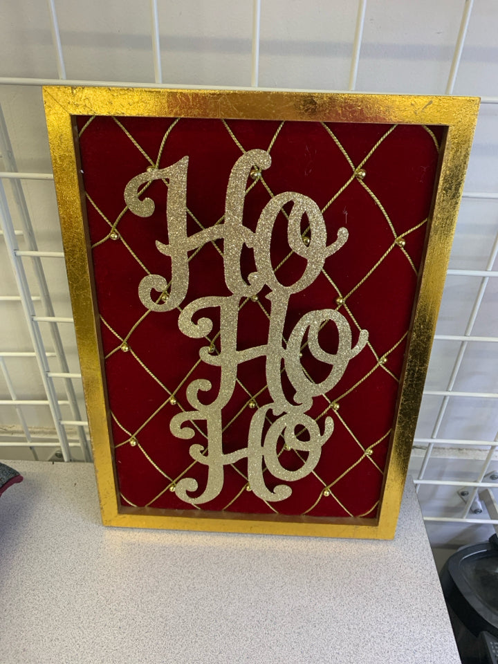 GOLD AND RED PLUSH HOHOHO WALL DECOR.