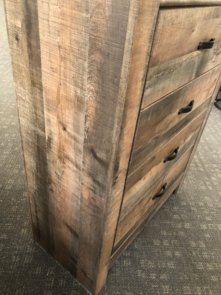 RUSTIC 5-DRAWER DRESSER W/METAL ACCENTS ASHLEY FURNITURE.