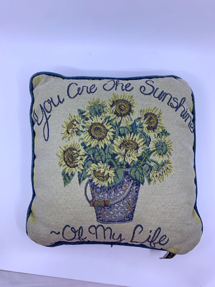 YOU ARE THE SUNFLOWER BLUE PILLOW.