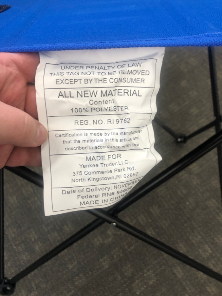BLUE FOLDING PORTABLE TABLE.