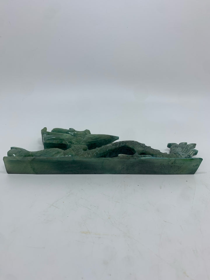 GREEN JADE STYLE CHINESE DRAGON FIGURE.
