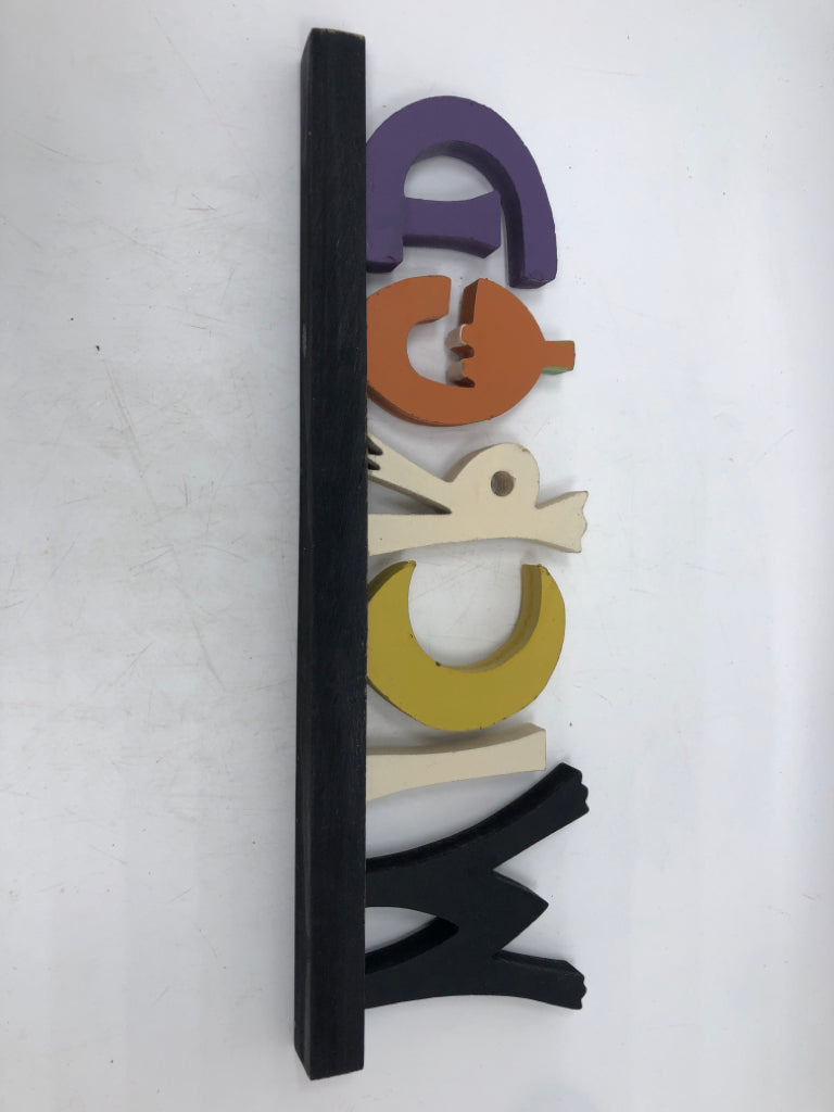 WICKED WOOD BLOCK SIGN.