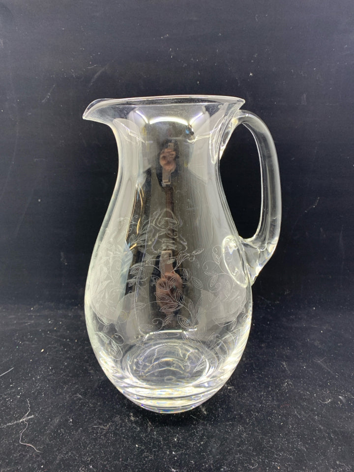 LIGHT VINE ETCHED PITCHER.