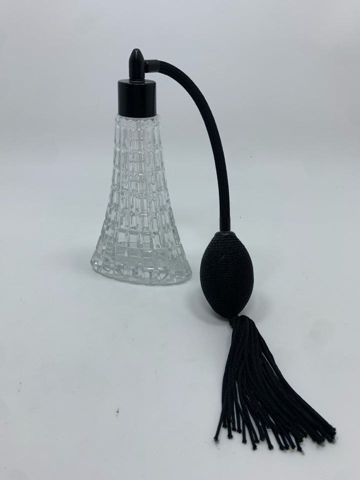 VTG STYLE PERFUME BOTTLE W/BLACK ACCENTS.