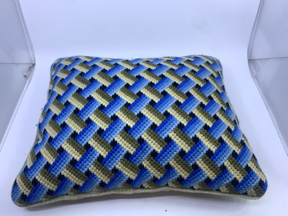 GREEN BLUE HANDMADE PILLOW.