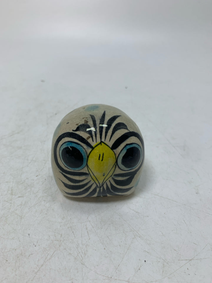SMALL HAND PAINTED OWL MADE IN MEXICO.