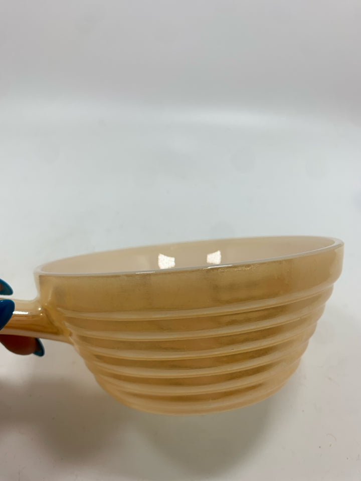 2 PEACH LUSTRE HANDLED SOUP BOWLS.
