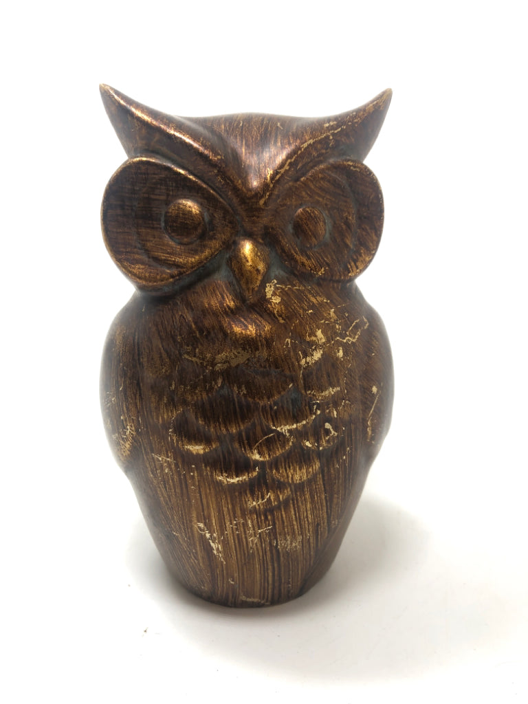 BRONZE BRUSHED OWL FIGURINE.
