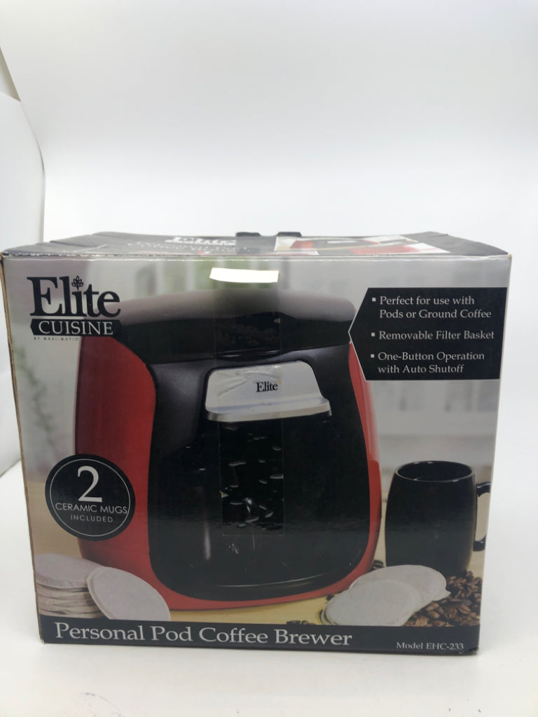 NIB ELITE CUISINE PERSONAL POD COFFEE BREWER.