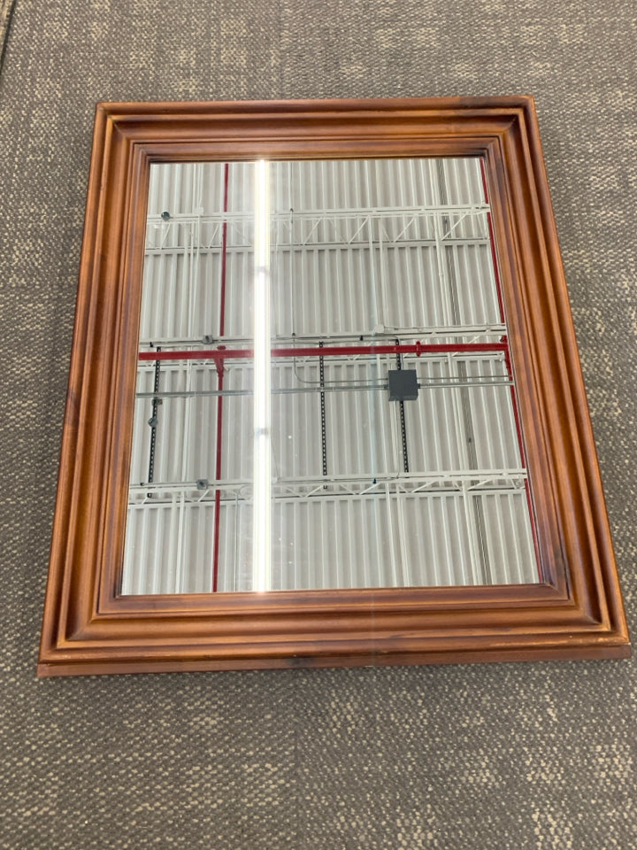 WOOD FRAMED WALL-MIRROR.