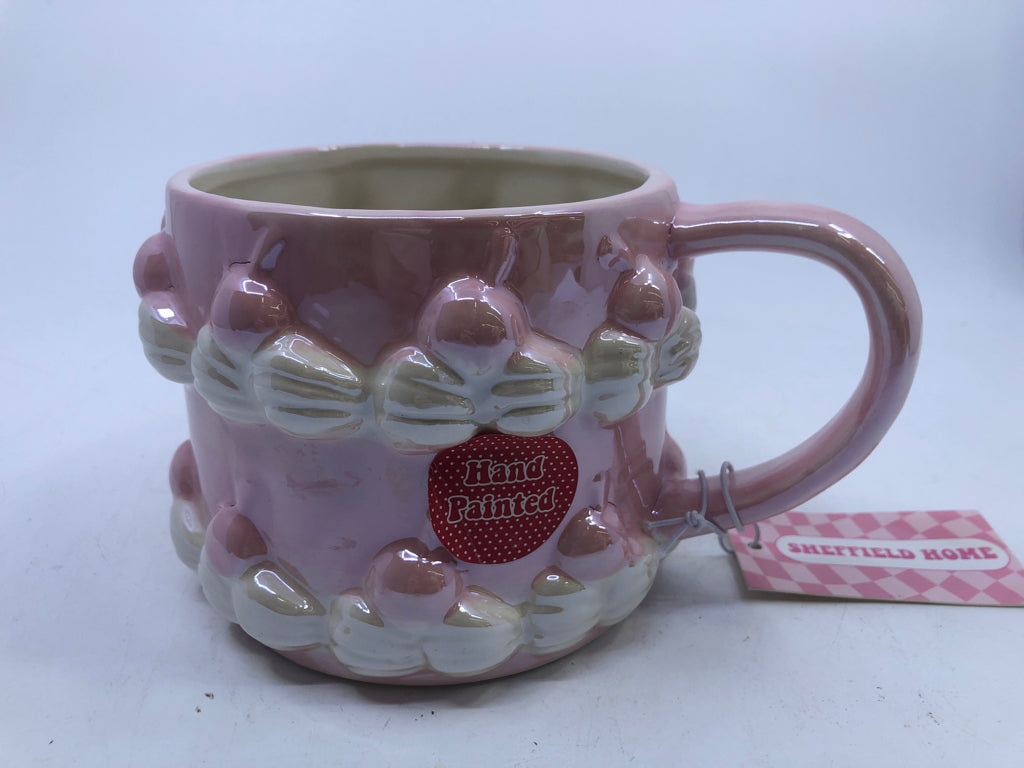 PEARLY PINK LARGE MUG W/CHERRIES.