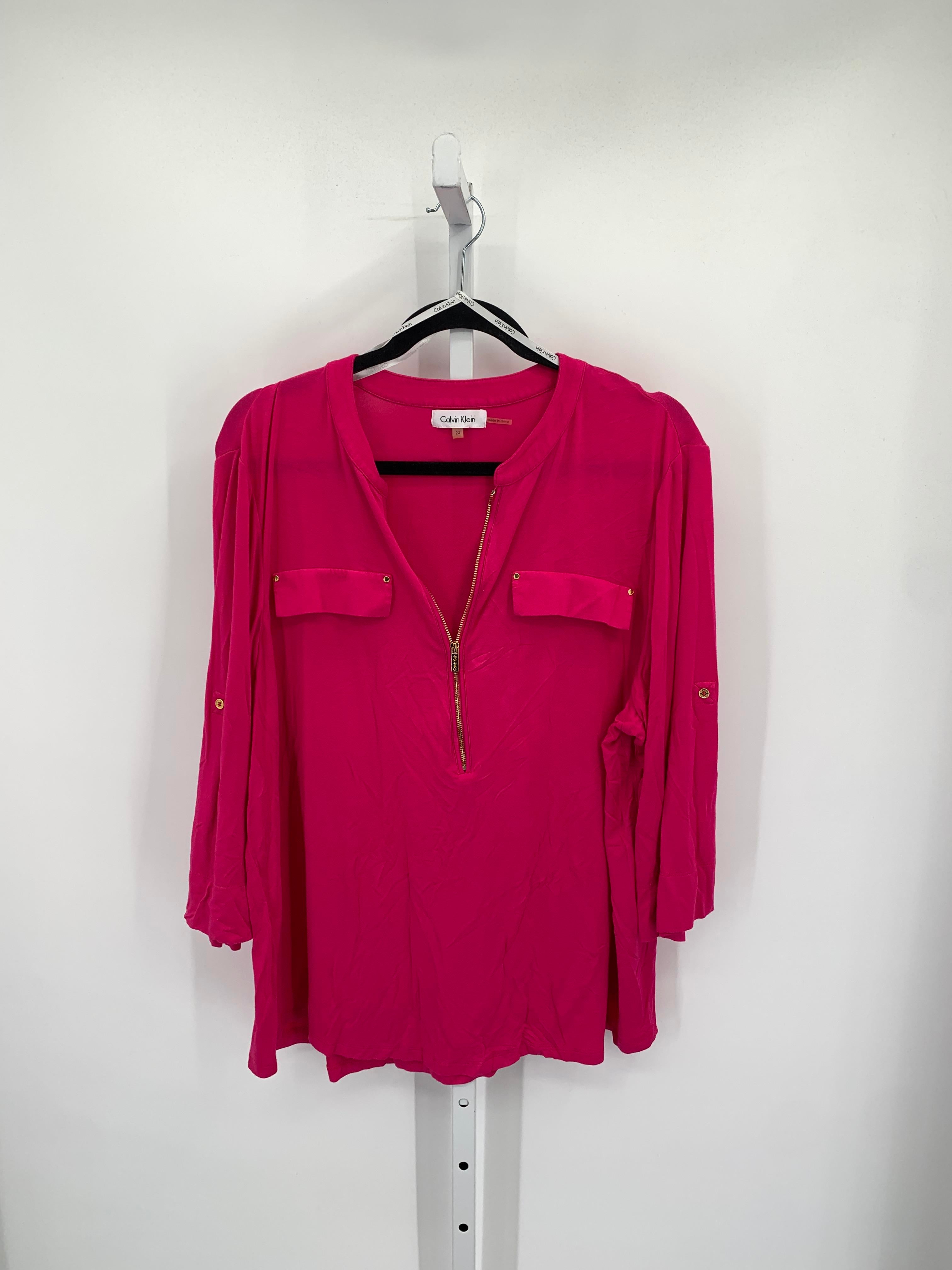 Calvin Klein Size 2X Womens 3/4 Sleeve Shirt