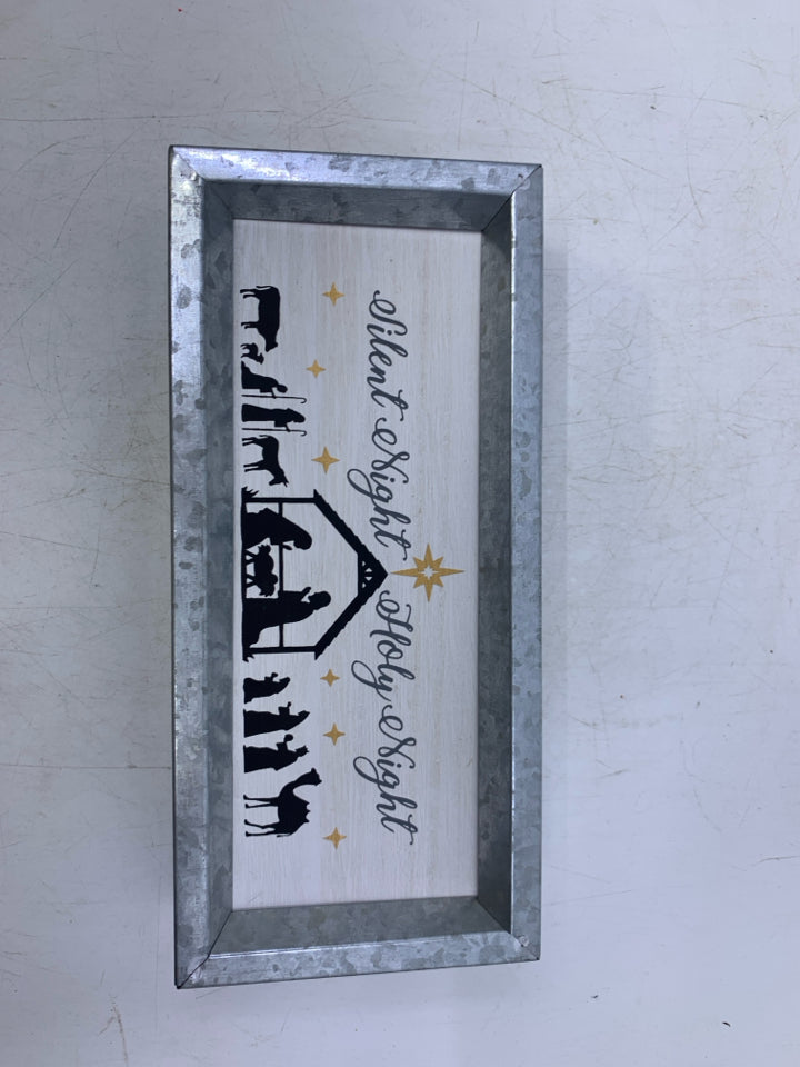 GALVANIZED FRAME SILENT NIGHT HOLY NIGHT WALL HANGING.