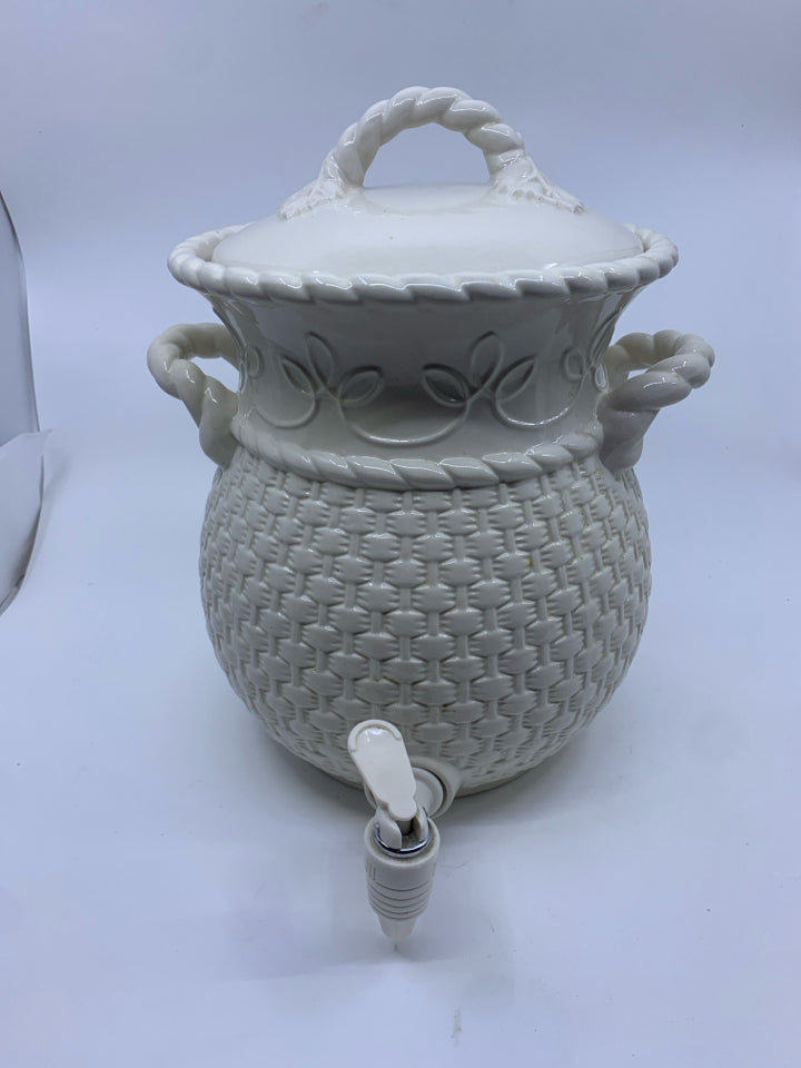 CREAM BASKETWEAVE DRINK DISPENSER.