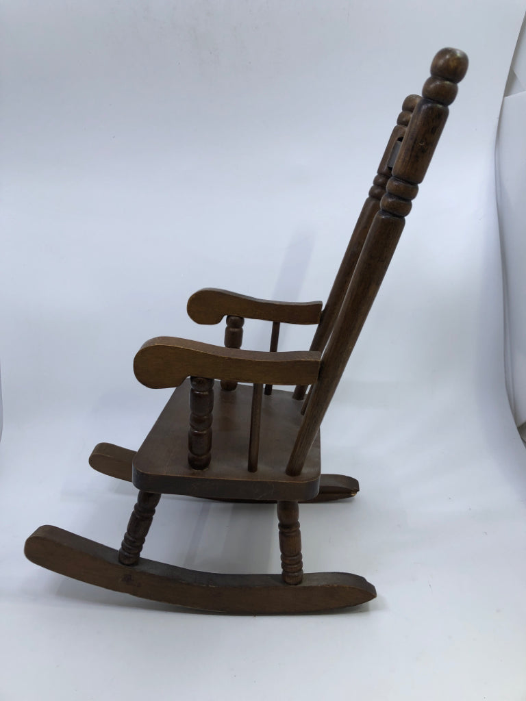 DOLL DARK WOOD ROCKING CHAIR.