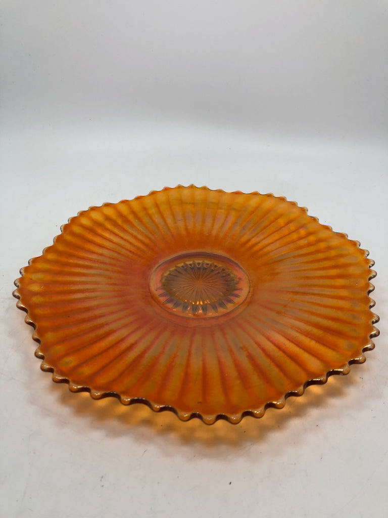 VTG CARNIVAL GLASS PLATTER W/WAVY EDGE.