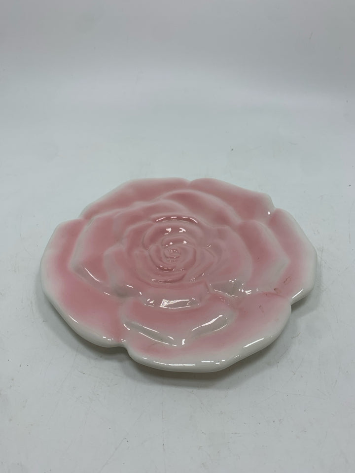 PINK ROSE TEACUP AND SAUCER.