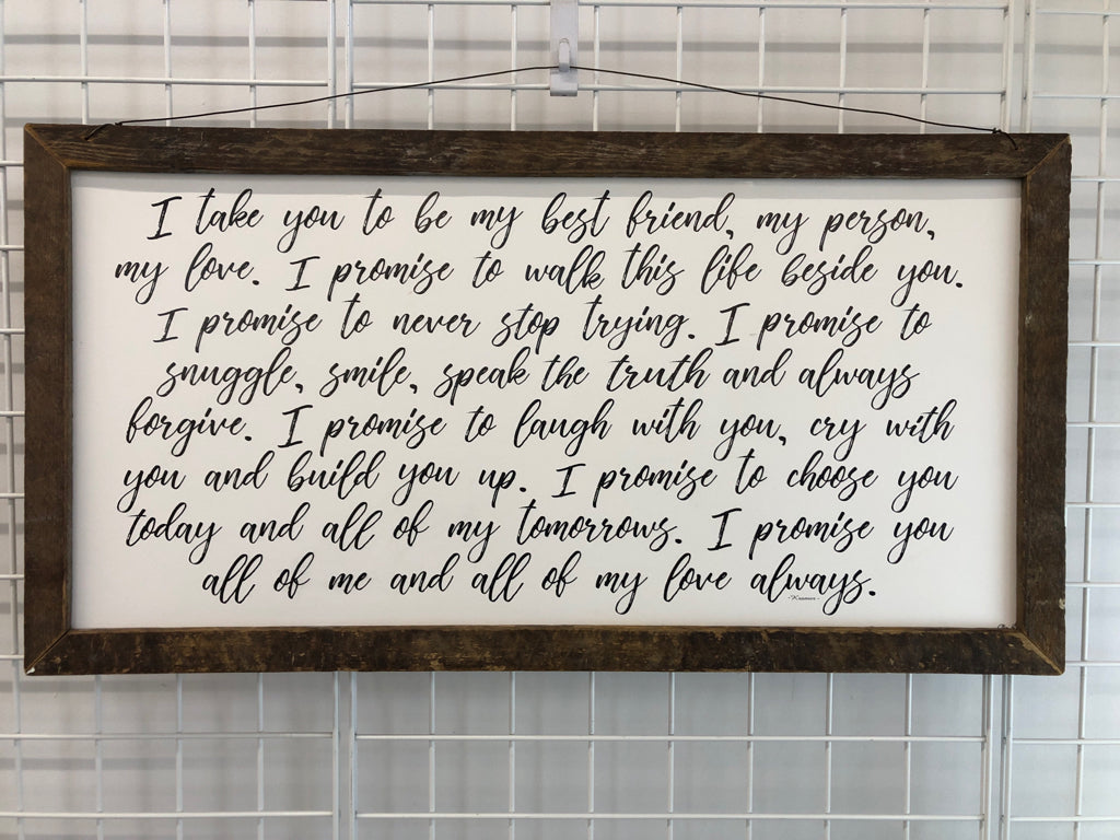 I TAKE YOU TO BE MY BEST FRIEND WALL-HANGING.