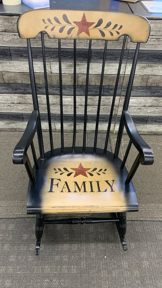 PRIMITIVE FAMILY PAINTED ROCKING CHAIR.