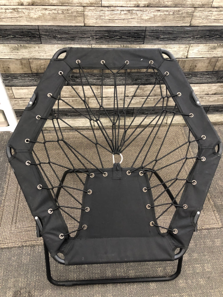 BLACK BUNGEE CHAIR HEXAGONAL FOLDABLE.
