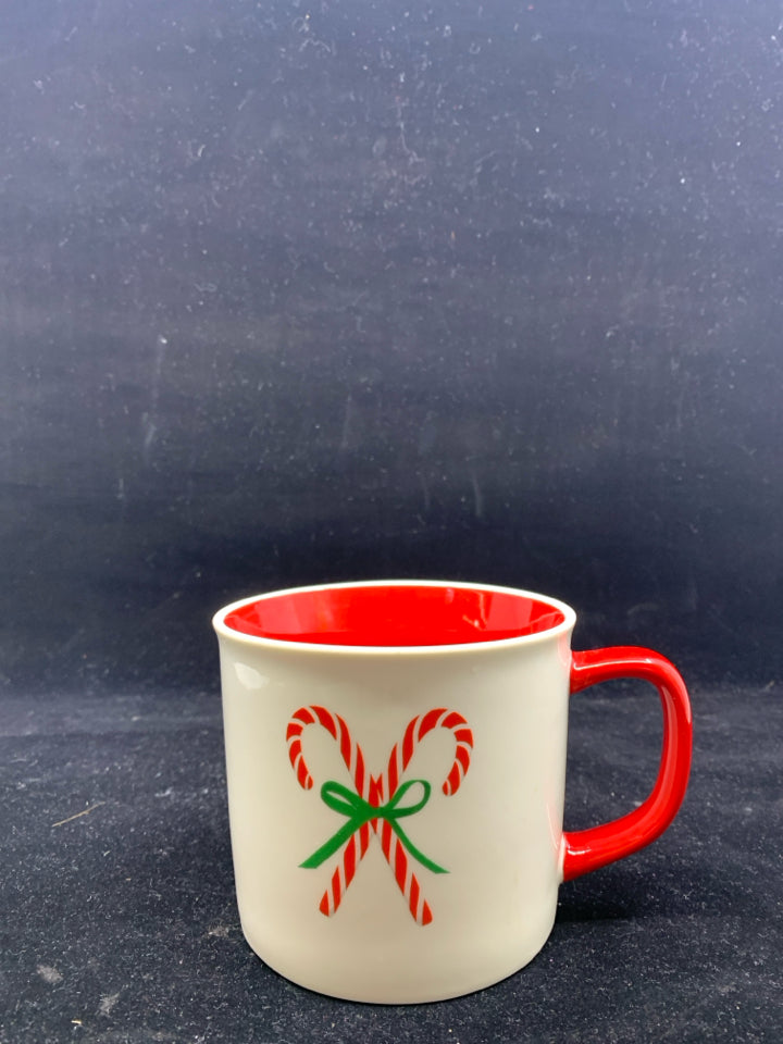 NORTH POLE RED AND WHITE MUG.