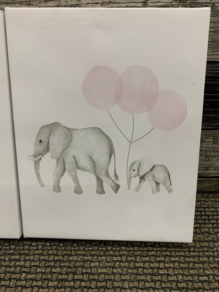 3 PC SMALL CANVAS ELEPHANTS.