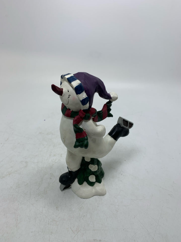RESIN SNOWMAN SKATING.
