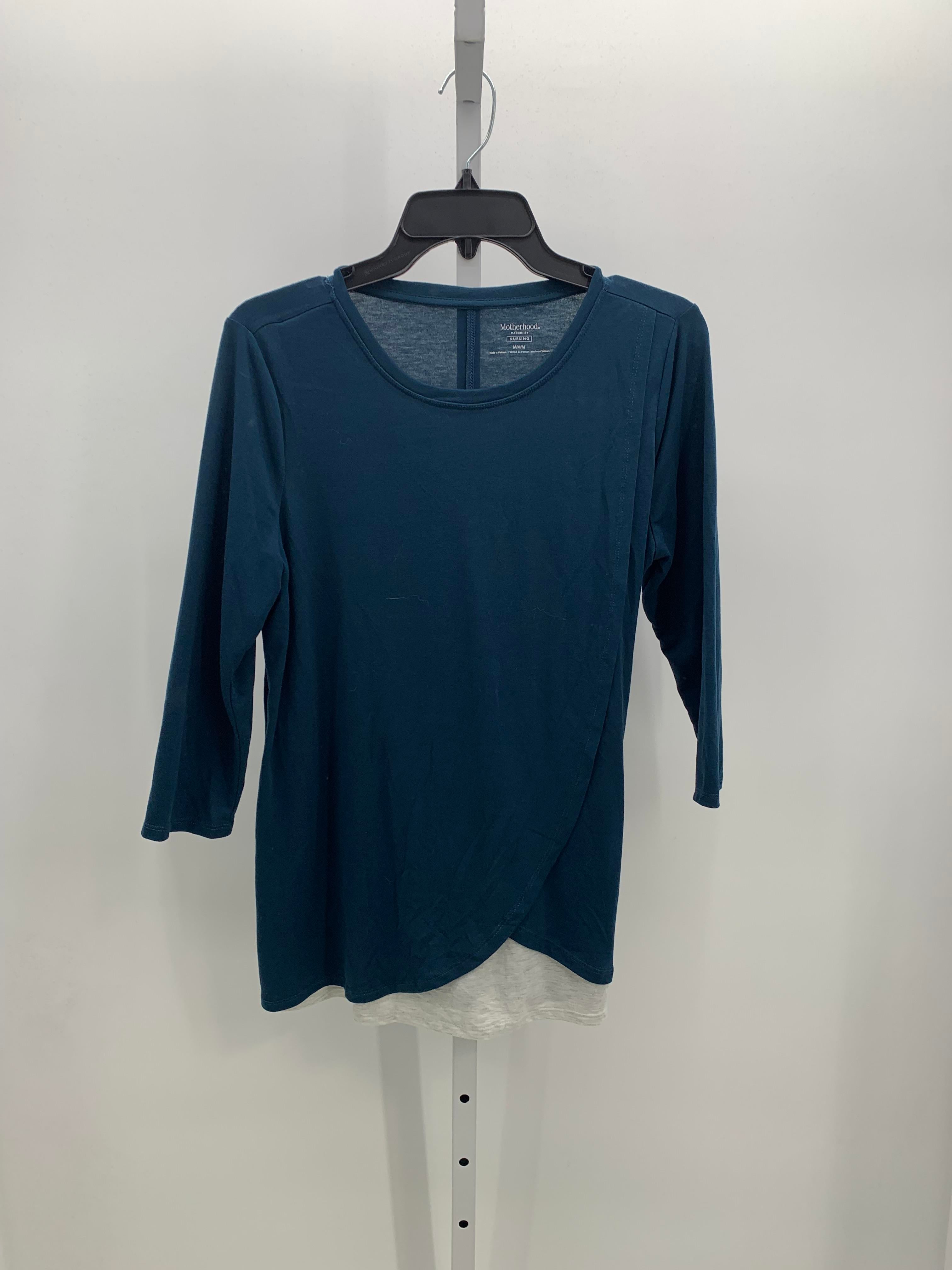Motherhood Blue Size Medium Maternity 3/4 Sleeve Shirt