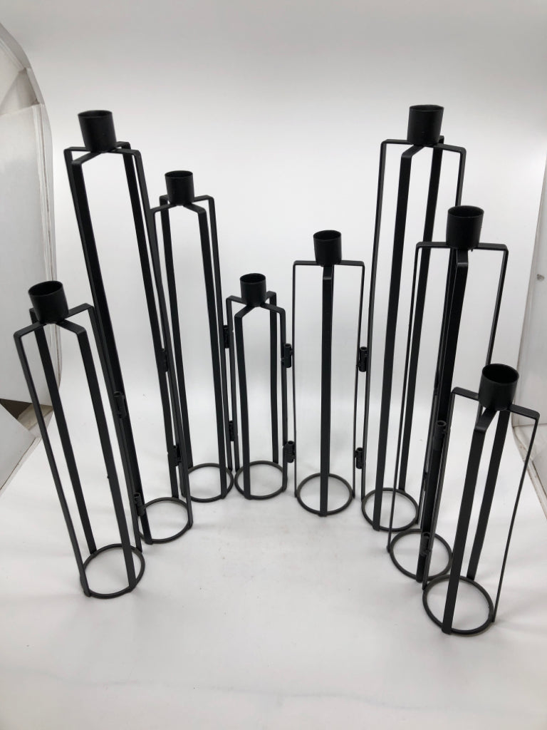 8-SLOT CONNECTED METAL CANDLESTICK HOLDER.