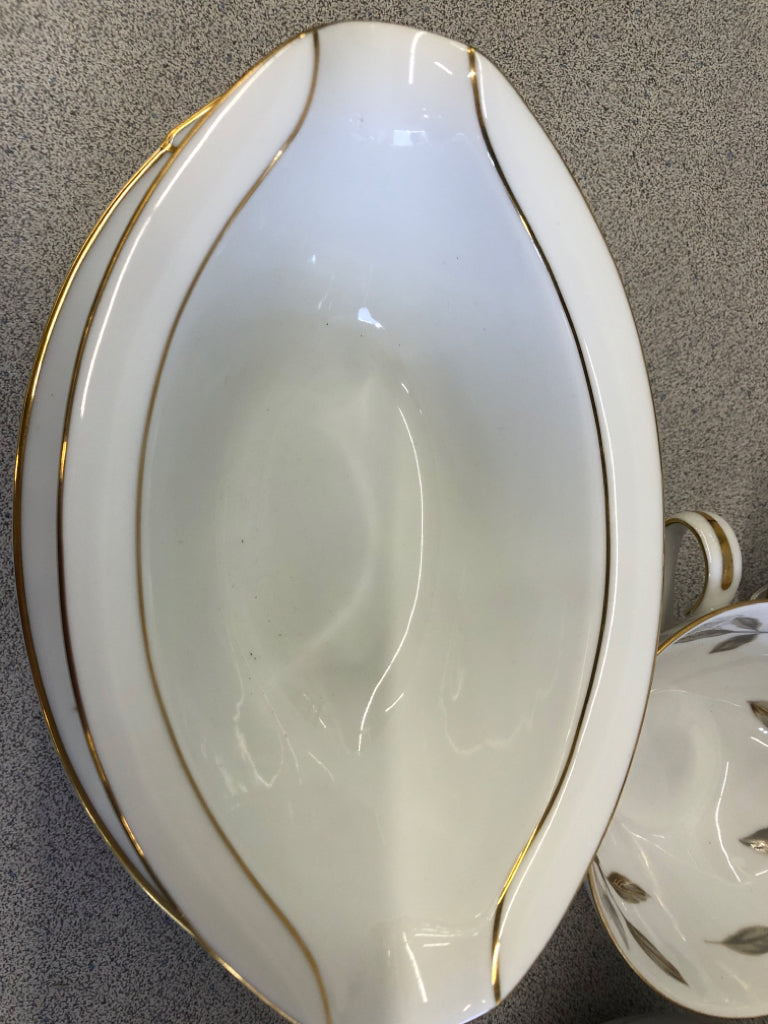 66 PC SVC 10 PINK FLORAL W/ GOLD RIM NORITAKE .