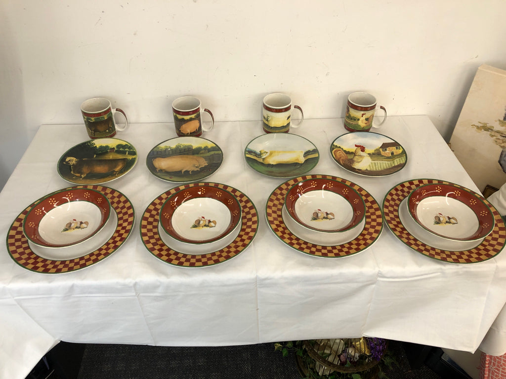 16 PC BLOCK COUNTRY FARM DISH SET- SVC 4.