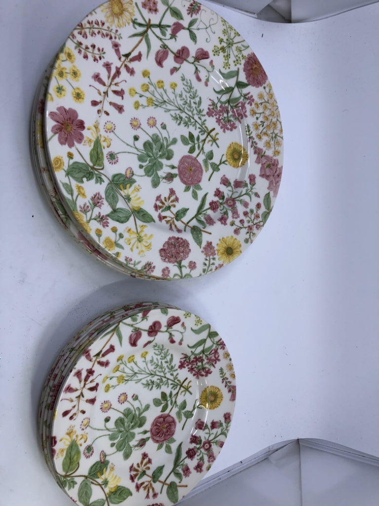 16 PC, SVC 8- FLORAL ROYAL STAFFORD PLATE SET.