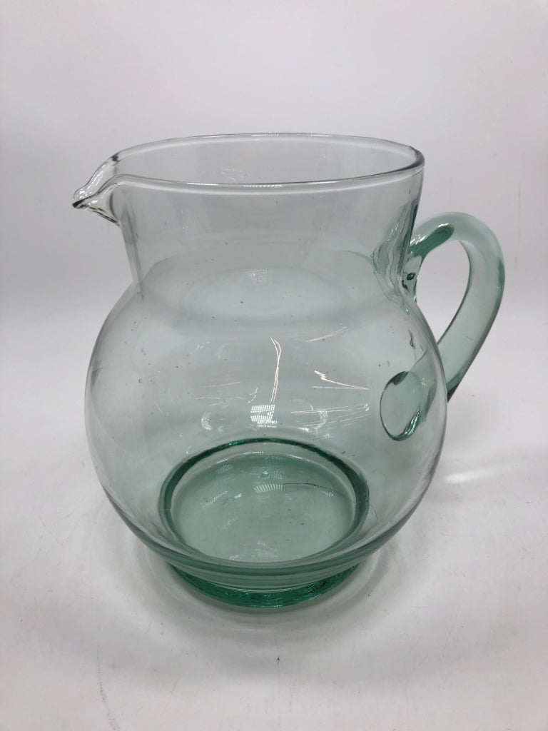 GREEN GLASS PITCHER.