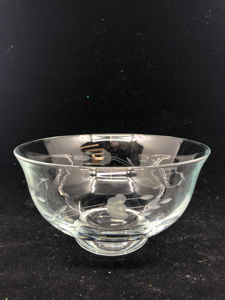 FOOTED ETCHED GLASS BOWL.