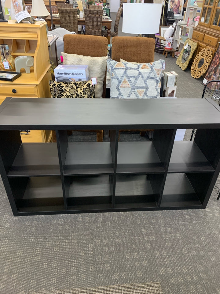 BLACK RECTANGLE 8 CUBE CUBBIE SHELF.