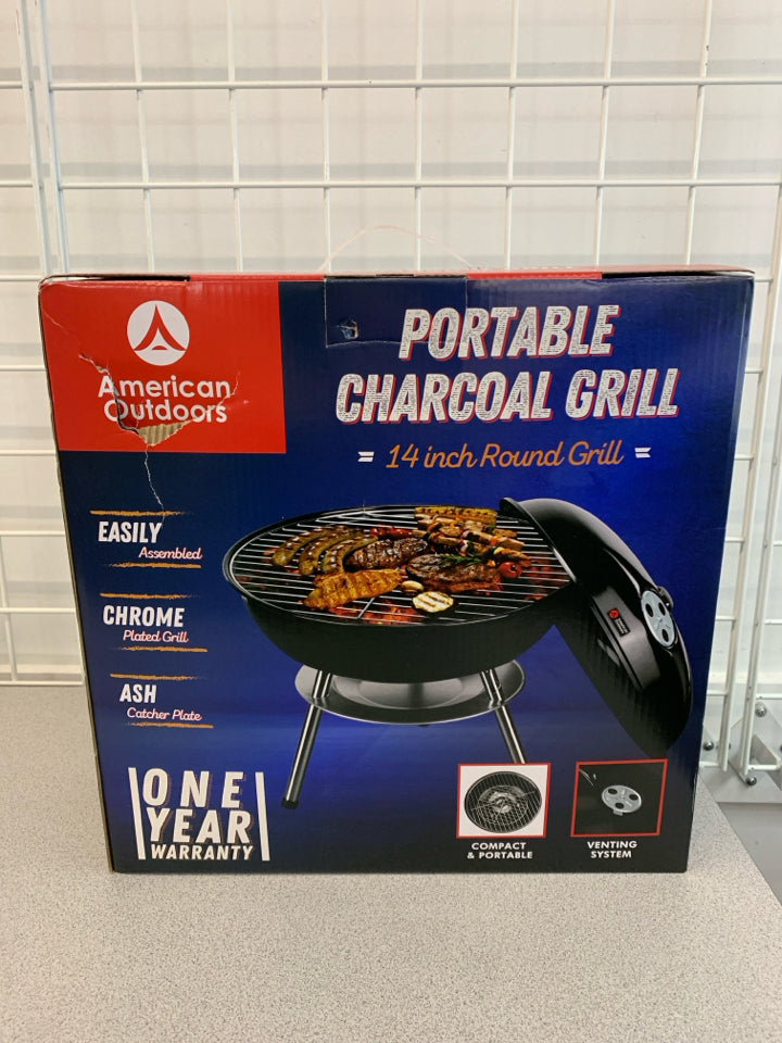 NIB PORTABLE CHARCOAL GRILL.