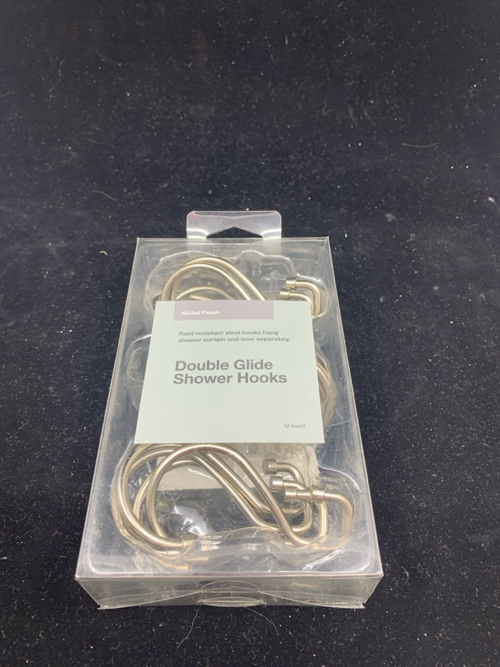 NIB DOUBLE GLIDE SHOWER HOOKS.