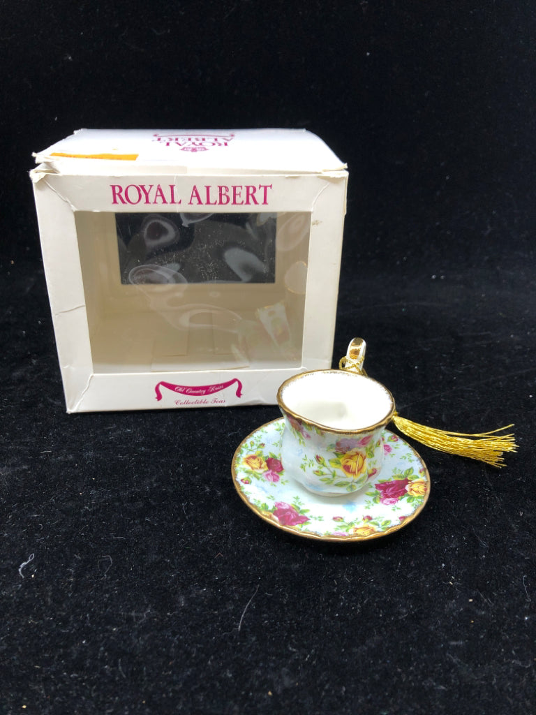 NIB BLUE TEACUP ORNAMENT-ROYAL ALBERT.