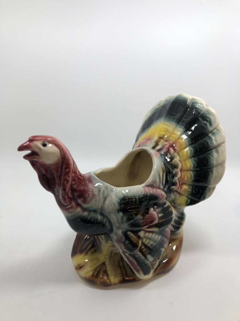 VTG CERAMIC TURKEY PLANTER.
