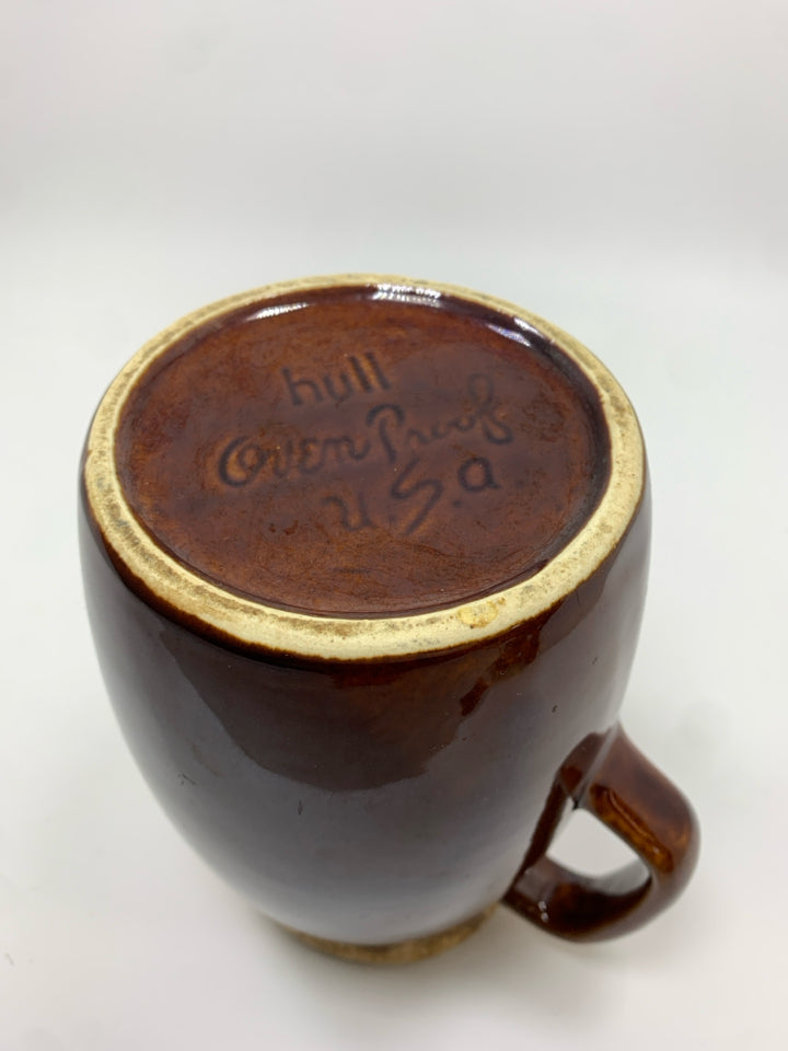 VTG BROWN DRIP GLAZE POTTERY PITCHER.