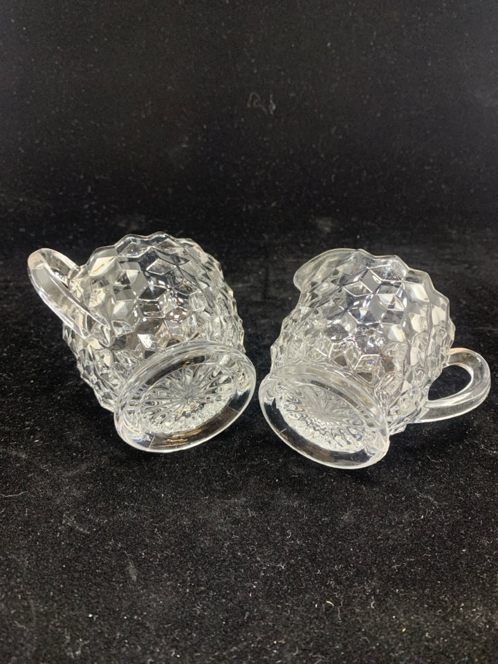 DIAMOND PATTERN CUT GLASS SUGAR/CREAMER SET.